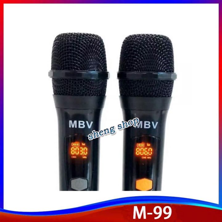 ไมค์ลอยคู่-ไมโครโฟนไร้สาย-uhf-mbv-รุ่น-m-99-wireless-miccrophone-ไมค์โครโฟนไร้สาย-ไมค์ลอยไร้สาย