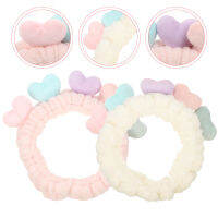 Arenlen【Hot Sale】 2pcs women heart fuzzy hairband makeup headband ยืดศีรษะยืดศีรษะยืดศีรษะสำหรับผู้หญิง