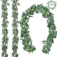 Artificial Eucalyptus Garland Green Plant Willow Vines Twigs Leaves Flowers Wedding Decoration for Home Garden Decor DIY Bouquet