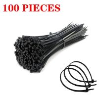 100 Pcs Black Cable Zip Ties Reusable Self-Locking Nylon Tie Detachable Cord Management Plastic Fastening Ring for Home Office