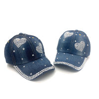 ใหม่คุณภาพสูง Cool DENIM เบสบอลหมวก rhinestone hip hop ปรับ Snapback หมวกสีแดงสำหรับผู้หญิง