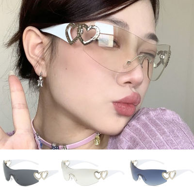 1ชิ้นแว่นตากันแดดไร้ขอบวินเทจ Y2k ผู้หญิงหรูหรา UV400ดีไซน์หรูหราแว่นตาผู้หญิงแว่นตาแว่นตาแว่นตาแว่นกันแดดผู้หญิง