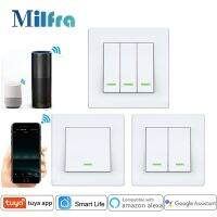 สวิตช์ไฟสมาร์ทโฮมปุ่มกดของ Milfra Tuya EU Switch 1/2/3 Gang สายไฟเป็นกลางต้องใช้กับ Alexa Google Home