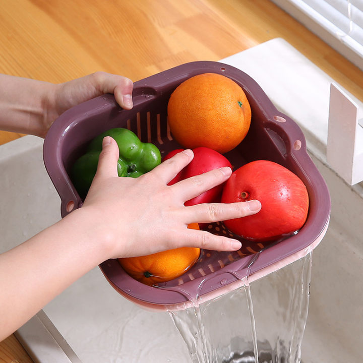 omt-ตะกร้าล้างผัก-กล่องใส่ของ-จัดระเบียบตู้เย็น-ทูโทนสีน่ารัก