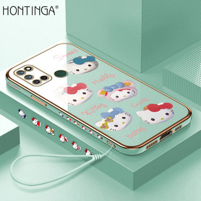 Hontinga เคสโทรศัพท์ Realme 7i C17,เคสมือถือลายการ์ตูน Hello Kitty ทำจากโครเมียมหรูหราฝาครอบทั้งหมดป้องกันกล้องเคสยางสำหรับเด็กผู้หญิง