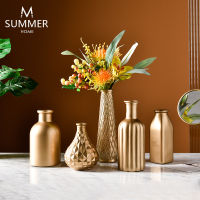 Modern Simple Home Decoration Glass Vase Light Luxury Style Tabletop Flower Arrangement Container Decorations Gold Vase