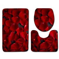 Rose Flower Romantic Bathroom Three-piece Set Toilet Mat Set Bathroom Floor Mat Bathroom Valentines Day House Warming Gift