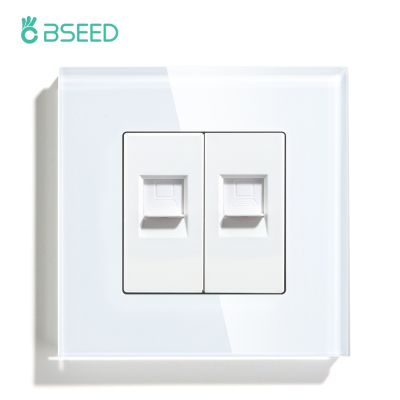 【NEW Popular】ซ็อกเก็ตอินเทอร์เน็ต BSEEDInternet ซ็อกเก็ตผนัง CAT6Home พอร์ตเครือข่ายพร้อมแผงกระจกมาตรฐาน86x86mm