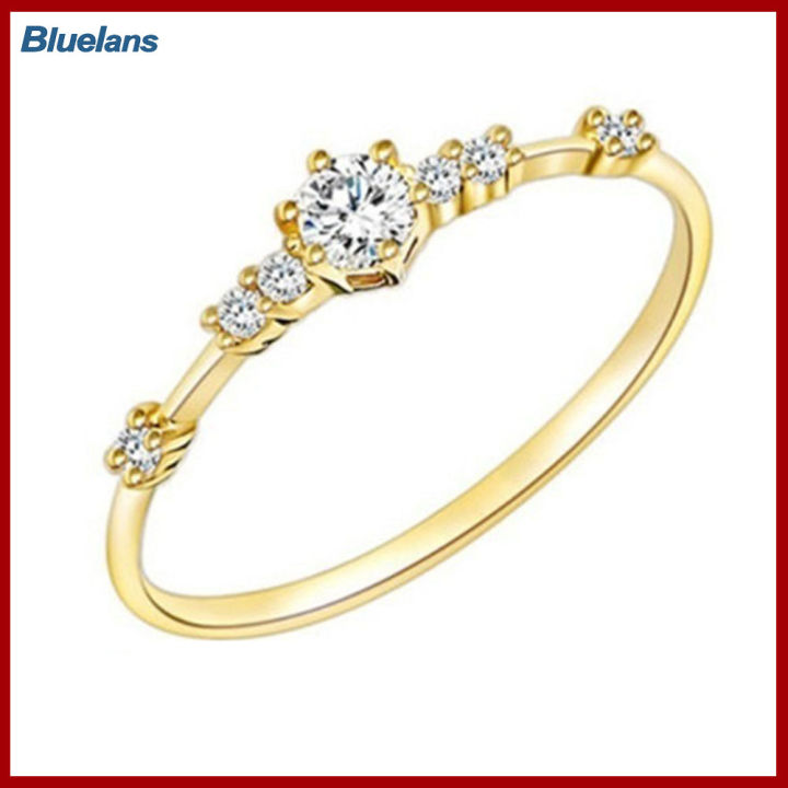 Bluelans®บางวงของขวัญแฟชั่นแหวนหมั้นฝังเพชรเทียมเจ็ดชิ้นสำหรับผู้หญิง