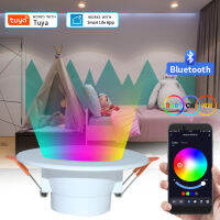 10วัตต์ LED ดาวน์ไลท์ Tuya บลูทูธจุดไฟ LED RGB CW WW Dimmable โคมไฟเพดานปิดภาคเรียน APP ควบคุมสมาร์ทบ้านห้องนอนโคมไฟ