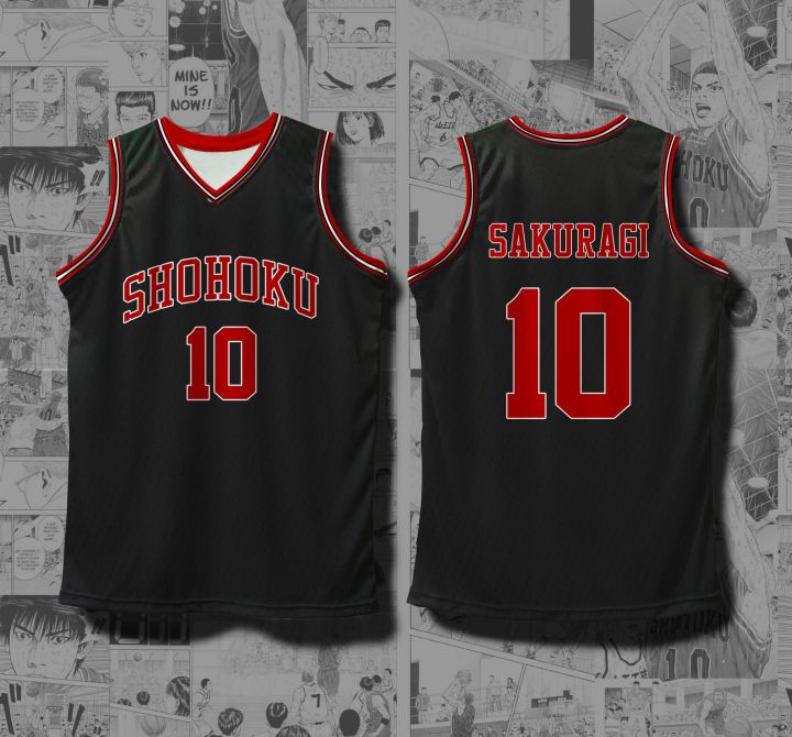 Hanamichi Sakuragi 10 Jersey Red Black White Slam Dunk Shohoku Jersey Full Sublimation Lazada Ph 7651