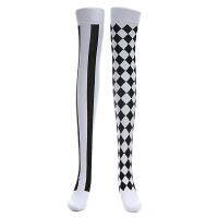 ❤❤ Clown Costume Black White Plaid Knee-High Long Socks Halloween Carnival