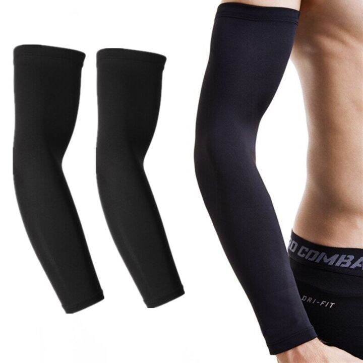 1-pair-sports-arm-cover-outdoor-essentials-uv-sun-protection-compression-black-guard-men-women-basketball-golf-cooling-sleeve-sleeves