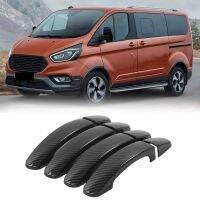 5Pcs Car Door Handle Cover Trim for Ford Transit Custom Tourneo 2014- 2020 Carbon Fiber Door Handle Sticker Decoration