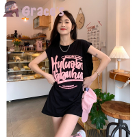 ⭐Grace‘s⭐ ?women‘s T-shirts? แขนสั้น  เสื้อแขนกุด  การออกแบบตัวอักษร  เทรนด์แฟชั่น  หลวมและสะดวกสบาย การจัดส่งในพื้นที่