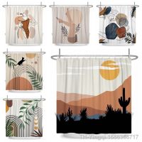 【hot】❆✻  Minimalist Boho Morandi Color Block Shower Curtain Polyester Curtains