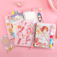 Cute Sakura 6 Rings Loose-leaf Diary Notebook Binder Journal Agenda Book Handbook Decoration Materials Set School Stationery