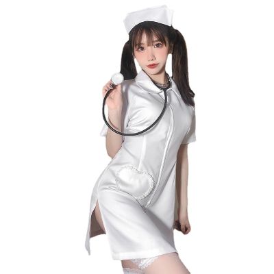 Plus Size Sexy Cosplay Lingerie Nurse Uniform Temptation Set White Angel Adult Sex Costume For Role Play