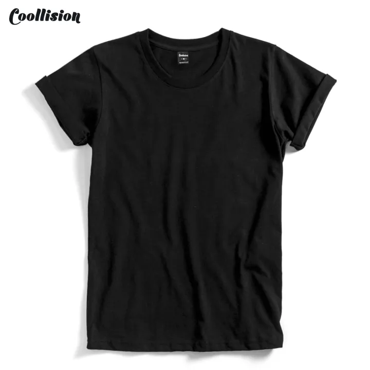 coollision-เสื้อดำ-เสื้อเปล่าเสื้อยืดสีพื้น-สีดำ-ผ้า-tc-นุ่มๆ