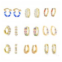 CANNER European and American Huggie Earrings Rainbow Colored Zircon Hoop Earring for Women Girls Piercing Pendientes Brincos