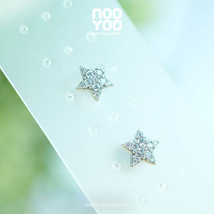 nooyoo-ต่างหูสำหรับผิวแพ้ง่าย-star-with-cubic-zirconia