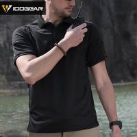 IDOGEAR Lapel Neck Tactical T-Shirt Short Sleeve Lapel Top Tee Cotton Tactical Fast Dry Tactical shirt 3107 nj