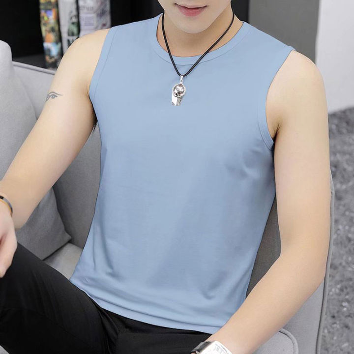 summer-mens-vest-new-round-neck-sleeveless-breathable-t-shirt-solid-color-sports-fitness-bottoming-shirt