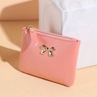 ✣☽ Girls Zero Wallets Women Bowknot Zipper Coin Purses Metal Decorative Buckle Wallet Short PU Key Card Storage Bag Elegant Style