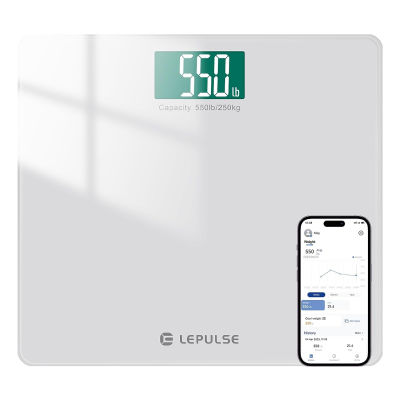 Lepulse Body Weight Scale 550 lb Extra-High Capacity Digital Bathroom Scale, Accurate Scale for Body Weight with Extra-Wide Platform, Bluetooth BMI Smart Scale Electronic Weighing Scale with App S5