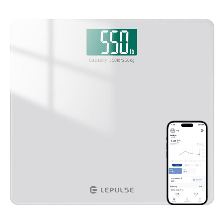 lepulse-body-weight-scale-550-lb-extra-high-capacity-digital-bathroom-scale-accurate-scale-for-body-weight-with-extra-wide-platform-bluetooth-bmi-smart-scale-electronic-weighing-scale-with-app-s5