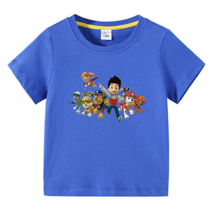 paw-patrol-เสื้อยืดเสื้อแขนสั้นสำหรับเด็กหญิงลายการ์ตูนสำหรับเด็กผู้ชาย-เสื้อคอตตอนพิมพ์ลายการ์ตูนสำหรับเด็กเล็ก0000ฤดูร้อนแขนสั้น