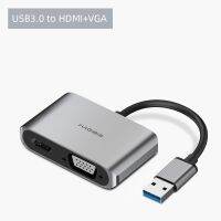 Hagibis USB ต่อตัวแปลง VGA HDMI 4K HD 1080P มัลติดิสเพลย์2in 1 USB เป็น HDMI สายแปลงเสียงวิดีโอสำหรับ Windows 7/8/10 OS