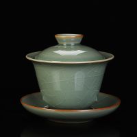 Jingdezhen เซรามิกเคลือบชุดชาเคลือบเงา Gaiwan พอร์ซเลนสุขภาพ Gongfu Teaware ชาจีนดั้งเดิมฝาครอบชุดชา