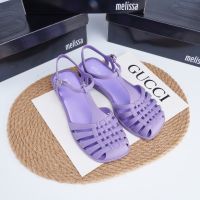 2023 Brazilian retro square toe woven hollow melissaˉ jelly shoes Roman sandals womens summer