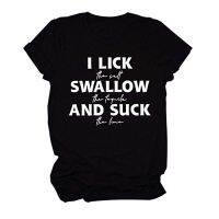 I Lick เกลือ Swallow Tequila เสื้อตลกเสื้อยืด,ไวน์เครื่องแต่งกายสำหรับสตรี,letter พิมพ์ Casual Tee Tops