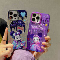 KIKI New cartoon figure Mickey Minnie plating phone case for iphone 14 14pro 14promax 13 13pro 13promax Cute style doodles fashion Official new design for 2023 12 12pro 12promax 11 High quality fall proof material For men girl Couple phone case Frosted