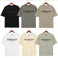 Fashion ESSENTIALS large size loose LOGO printed rubber on the back casual short-sleeved round neck T-shirt