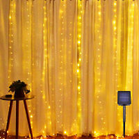 Solar LED Curtain String Lights Waterproof 3X3M 300 LED Curtain Light Copper Wire Lights for Home Garden Patio Wedding Christmas