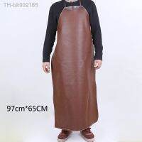 ☫ Unisex Solid Waterproof Adult Easy Clean Kitchen Anti-dirt Leather Bib Hang Neck Lengthen Oil Proof Apron Work Shop Random Color