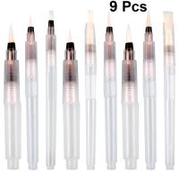 9pcs Watercolor Brush Pens Water Soluble Colored Pens Aqua Coloring Brush Painting Pens Artist Brushes Tools