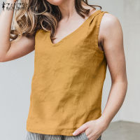 MOMONACO ZANZEA Muslimah Womens Linen Cotton Vintage Tank Vest Cami Sleeveless Summer T-Shirt Tops #15