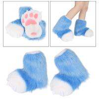 GuangquanStrade Fuzzy Paw Cosplay ฮาโลวีน Fursuit ปาร์ตี้การ์ตูนสัตว์รองเท้าใส่ในบ้าน