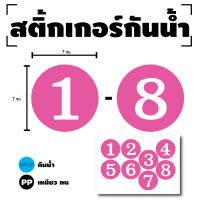 สติ๊กเกอร์ตัวเลข ติดผนัง สติกเกอร์ สติกเกอร์วงลม (ตัวเลขขนาด 7 ซม) 1แผ่น 8ดวง (พื้นชมพูตัวเลขขาว) รหัส [G-008]