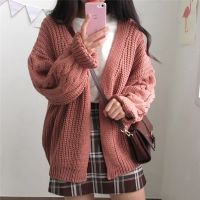 卐♙ Lucyever Knitted Cardigans for Korean Loose Sleeve Crochet Sweater Top Woman Lazy Sweaters