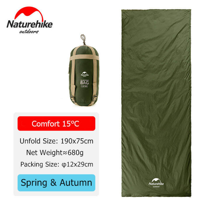 ถุงนอน-naturehike-ultralight-lw180กันน้ำผ้าฝ้ายถุงนอนธรรมชาติ-hike-ฤดูร้อนเดินป่าตั้งแคมป์ถุงนอน