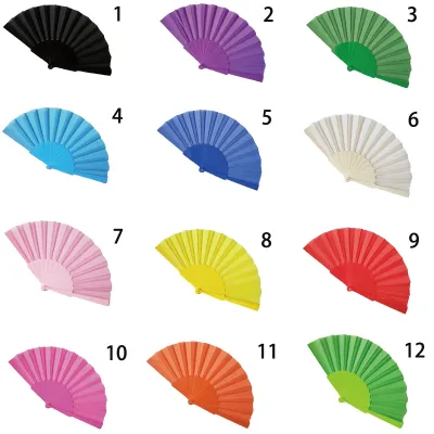 [I AM YOUR FANS]Folding Plastic Bone Cloth Fan Candy Colored Fans Chinese Style Solid Color Dance Hand Fan