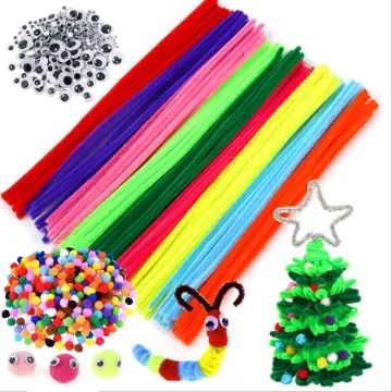 100Pcs Chenille Stems Pipe Cleaners Rods Kids Craft Toy Fuzzy Wire /  Chenille Stems Twist Wire for DIY Mix Rainbow