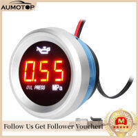 【MotorrTop】AUMOTOP มิเตอร์ดิจิตอลวัดความดันน้ำมัน52มม. หน้าจอ LED 9-35V พร้อมฟังก์ชั่นปลุกเซ็นเซอร์1/8NPT