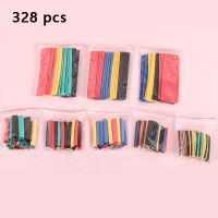 328pcs Heat Shrink Tubing Insulation Shrinkable Tubes Assortment Electronic Polyolefin Heat Shrink Tubes Wire Cable Sleeve Bag Electrical Circuitry Pa