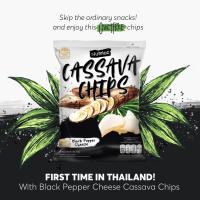 NUTRIOZ Cassava Chips - Black Pepper Cheese (78g.) มันสำปะหลังแผ่นรสชีสหมักพริกไทยดำ ตรา นูเทรียส (78ก.)